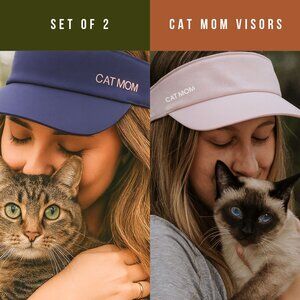 Pack of 2 Cat Mom Visor Hats Pink Navy Reflective NWT